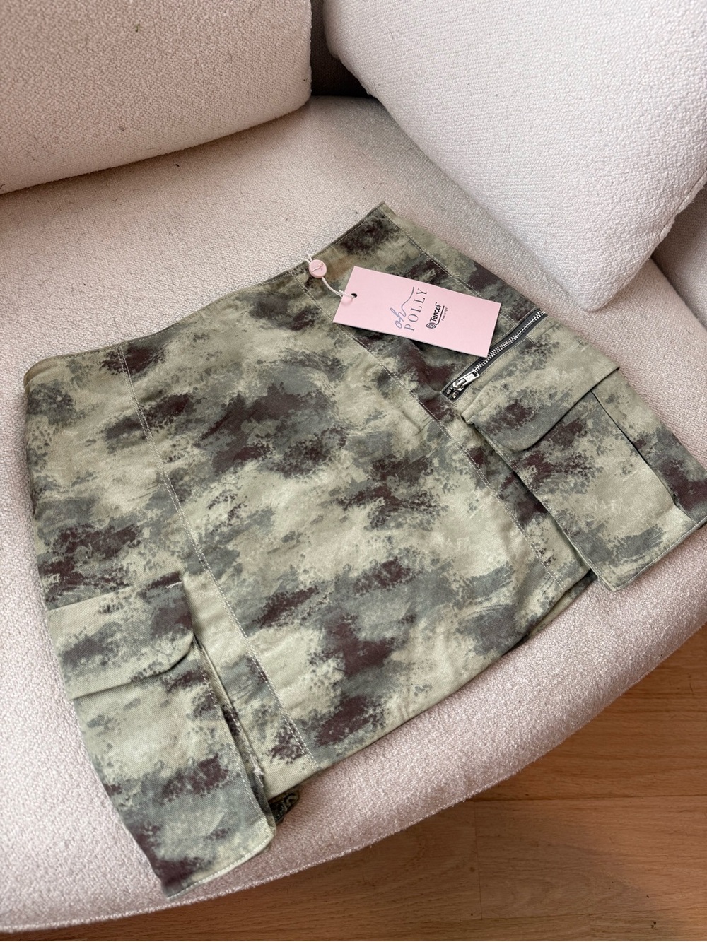 Oh Polly Olive Green & Brown Camouflage Mini Skirt